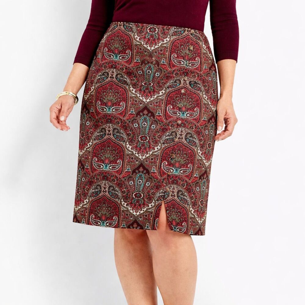 Talbots Paisley Opulent Wrap Skirt Size 16 Work Wear Office